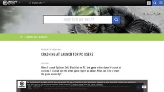 Crashing at launch for PC users - Ubisoft Support