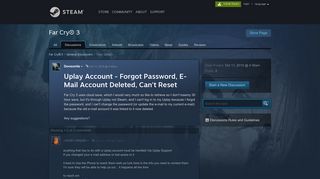 Uplay Account - Forgot Password, E-Mail Account Deleted, Can't ...