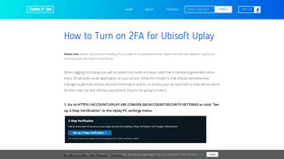 How to Turn on 2FA for Ubisoft Uplay | Turn It On
