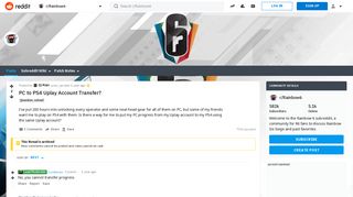 PC to PS4 Uplay Account Transfer? : Rainbow6 - Reddit