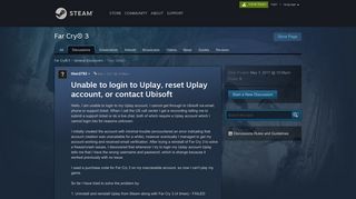 Unable to login to Uplay, reset Uplay account, or contact Ubisoft :: Far ...