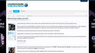 Recovering a Uplay account | Hardware Heaven Forums