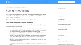 Can I delete my upload? – WeTransfer Support