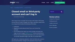 Closed email or third-party account and can't log in – Imgur