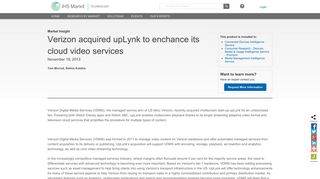 Verizon acquired upLynk to enchance its cloud video services - IHS ...