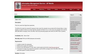 Authentication and Directory Service - Password Reset | Information ...