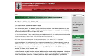 Update on the policy of Internet access login using the UP Manila ...