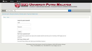 Log in to your account - Perpustakaan Sultan Abdul Samad - UPM