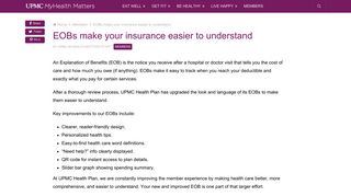 EOBs make it easier to understand your insurance - UPMC MyHealth ...