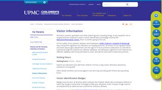 Visitor Information | Children's Hospital Pittsburgh - UPMC Children's ...