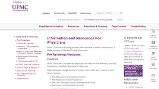 Information and Resources For Physicians - UPMC.com