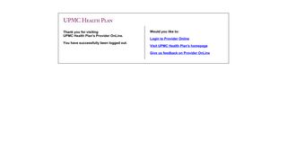 UPMC Health Plan Provider OnLine - Health Plan Member Login