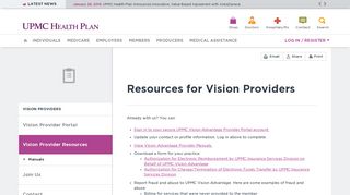 Resources | For Vision Providers | UPMC Health Plan
