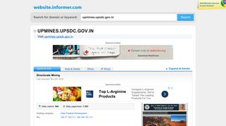 upmines.upsdc.gov.in at WI. Directorate Mining - Website Informer