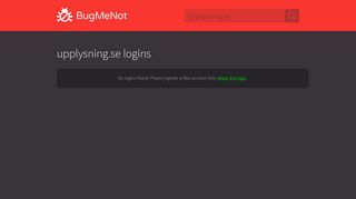 upplysning.se passwords - BugMeNot