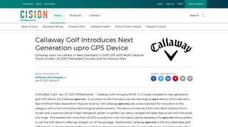 Callaway Golf Introduces Next Generation upro GPS Device