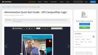 Administration Quick Start Guide - UPS CampusShip: Login Pages 1 ...