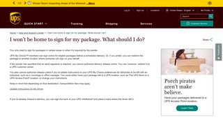 I won't be home to sign for my package. What should I do? - UPS.com