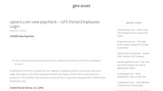upsers.com view paycheck - UPS Portal Employees Login | geo-asset