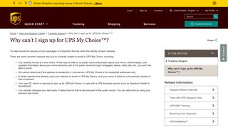 Why can't I sign up for UPS My Choice™?: UPS - United States