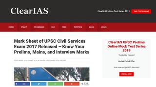 Mark Sheet of UPSC Civil Services Exam 2017 Released - Know Your ...