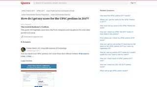 How to get my score for the UPSC prelims in 2017 - Quora