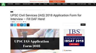 UPSC Civil Services (IAS) 2018 Application Form for Interview - Fill ...