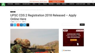 UPSC CDS 2 Registration 2018 Released - Apply Online Here