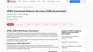 UPSC CDS (II) 2018 Exam Date, Syllabus, Admit Card, Result ...