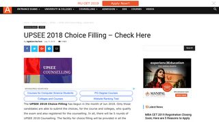 UPSEE 2018 Choice Filling - Check Here | AglaSem Admission
