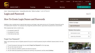 Login and Password: UPS - Canada - UPS.com