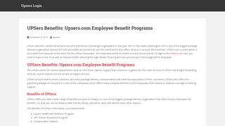 UPSers Benefits: Upsers.com Employee Benefit ... - Upsers Login