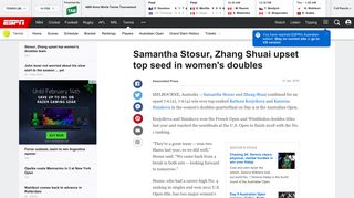 Samantha Stosur, Zhang Shuai upset top seed in women's doubles at ...