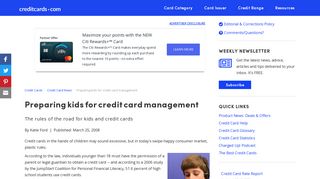 Preparing kids for credit card management - CreditCards.com