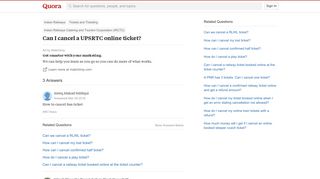 Can I cancel a UPSRTC online ticket? - Quora