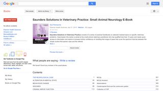 Saunders Solutions in Veterinary Practice: Small Animal Neurology ... - Google Books Result