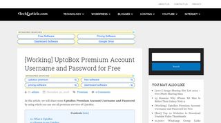 [Working] UptoBox Premium Account Username and Password for Free