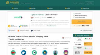 Uptown Pokies Casino Review $2500 Bonus + 350 Free Spins