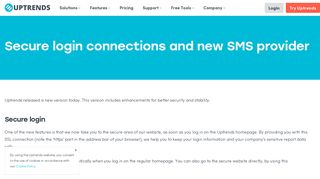 Uptrends - Secure login connections and new SMS provider