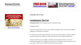 Leadpages Upviral login Archives - Success Perverts
