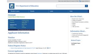 Applicant Information -- Upward Bound Math-Science - ED.gov