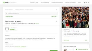 SIgn up as Agency - Upwork Community