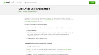 Edit Account Information – Upwork Help Center