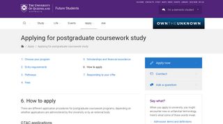 Applying for postgraduate coursework study - UQ Future Students
