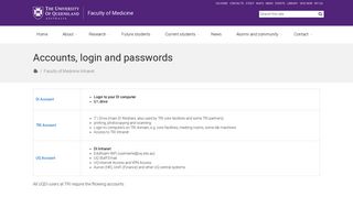 Accounts, login and passwords - Faculty of Medicine - University of ...