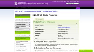 6.20.08 UQ Digital Presence - Policies and Procedures Library - The ...