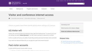 Visitor and conference internet access - my.UQ - University of ...