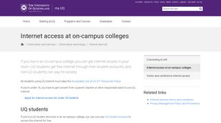 Internet access at on-campus colleges - my.UQ - University of ...