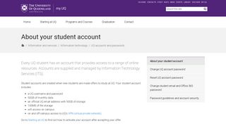 About your student account - my.UQ - University of Queensland