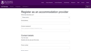 Provider registration - UQ Rentals
